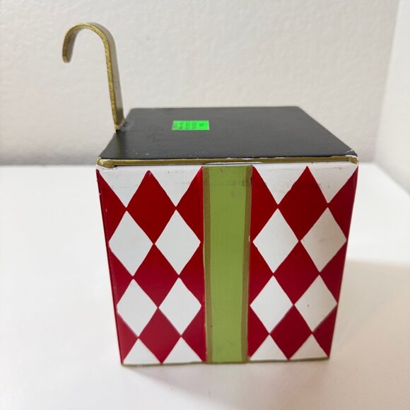 BALLARD DESIGNS Gift Box Stocking Hanger Harlequin Metal Bow Box RARE RETIRED! - Picture 10 of 15